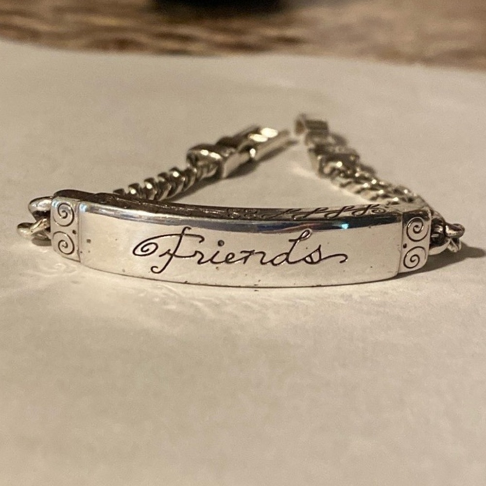 Brighton vintage “Friends” etched‎ silver ID style link bracelet